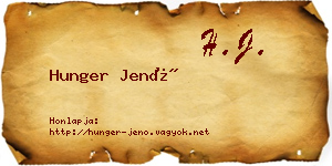 Hunger Jenő névjegykártya